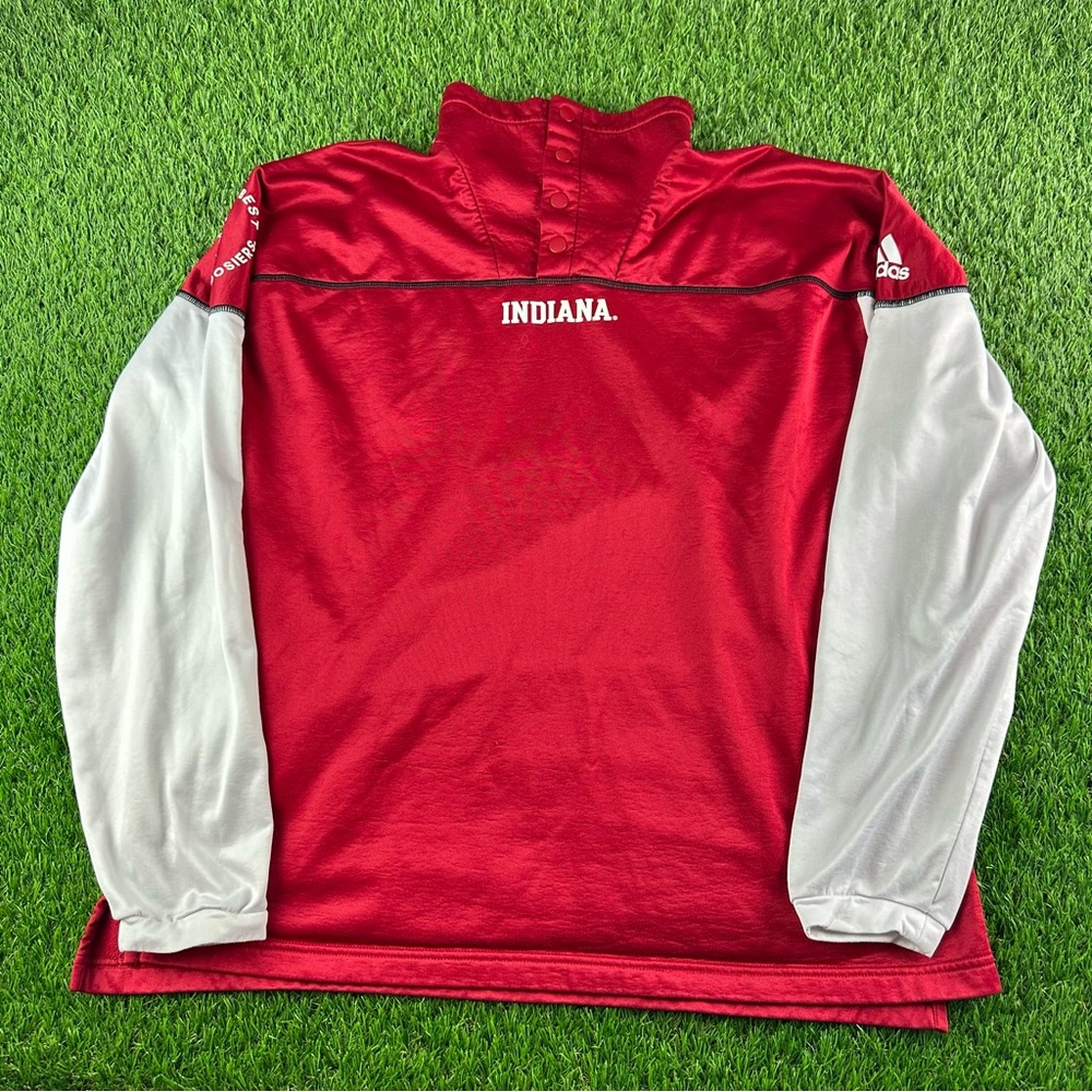Adidas IU Indiana Hoosiers Sz Large Button Neck Sweatshirt Basketball Red White